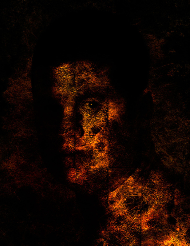portrait composed of textures